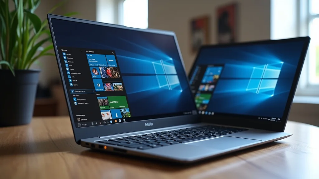 The image shows several laptops displayed, suggesting laptops on sale now.